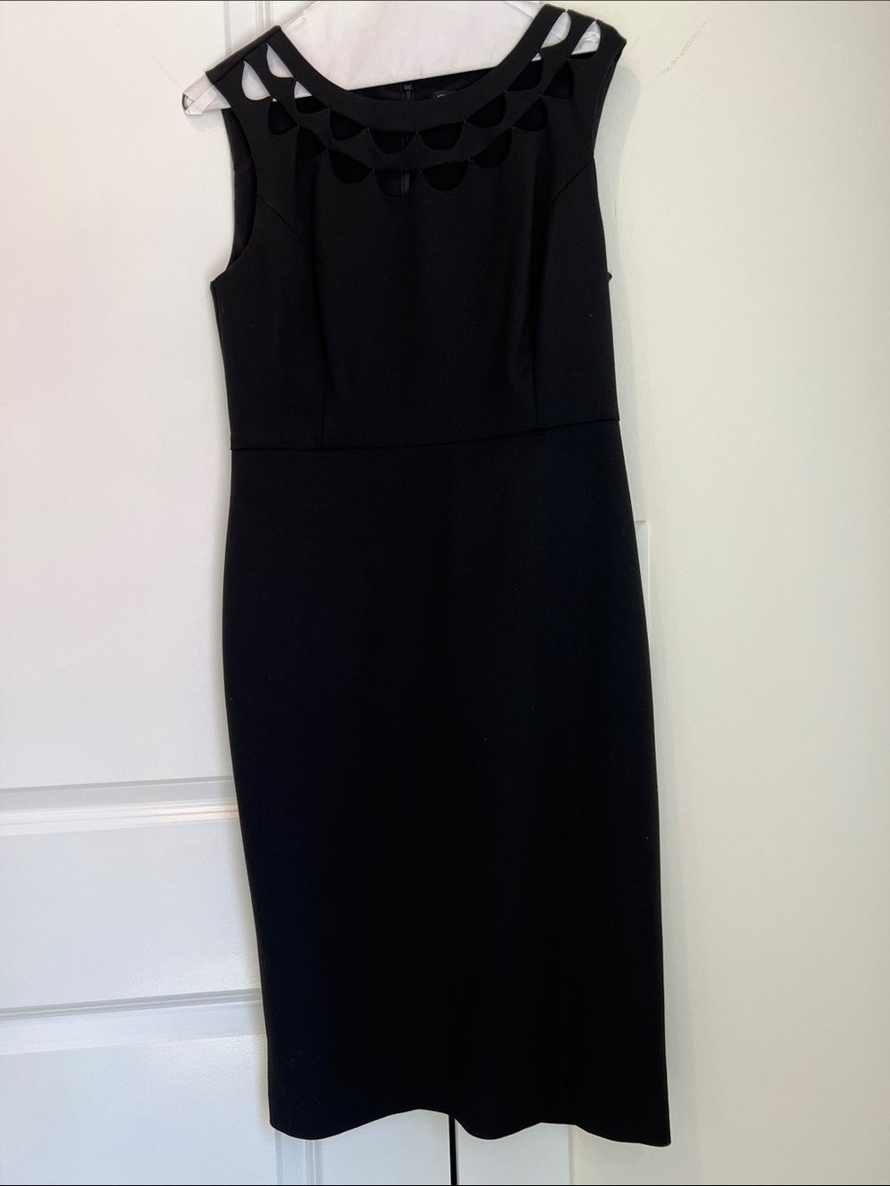 Ann Taylor Black Midi Dress with Cutout Yoke